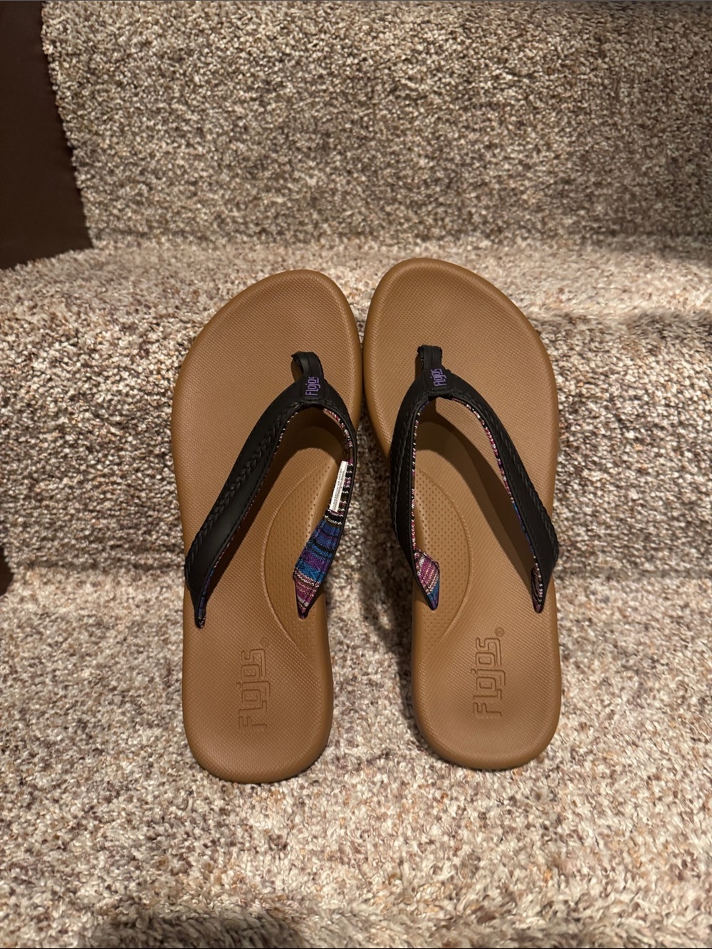 Flojos Women’s Sandals with Black Straps and Multicolor Accents